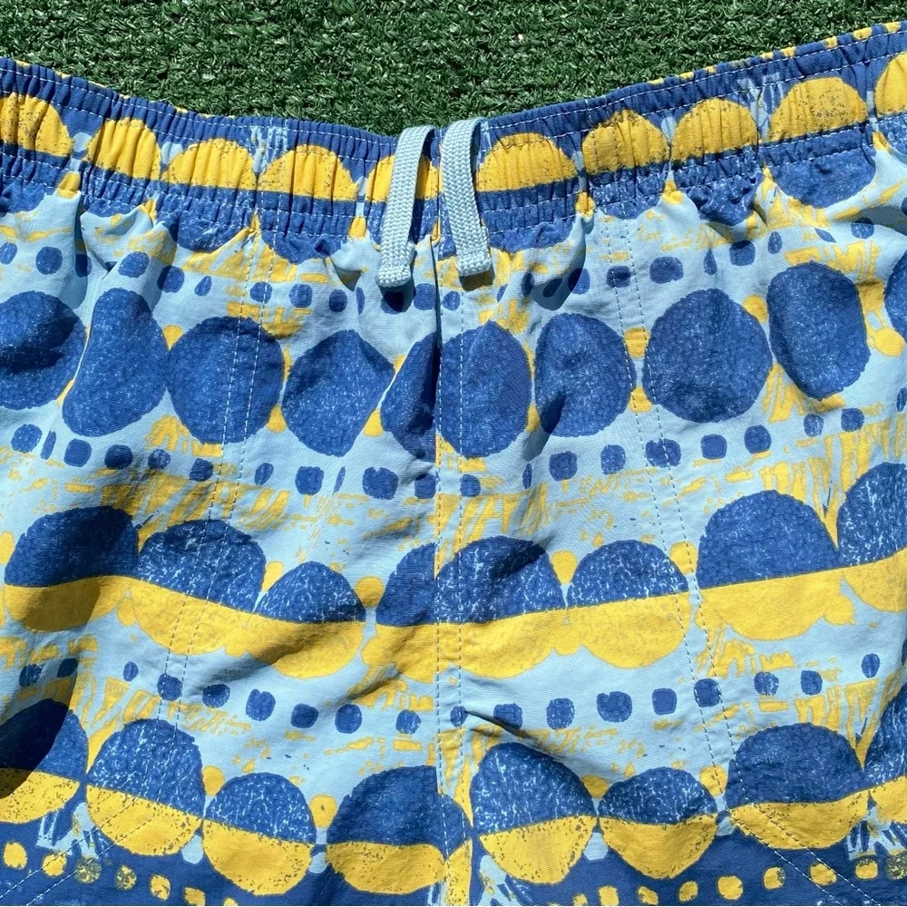 Patagonia Boys Blue and Yellow Patterned Swim Trunks
